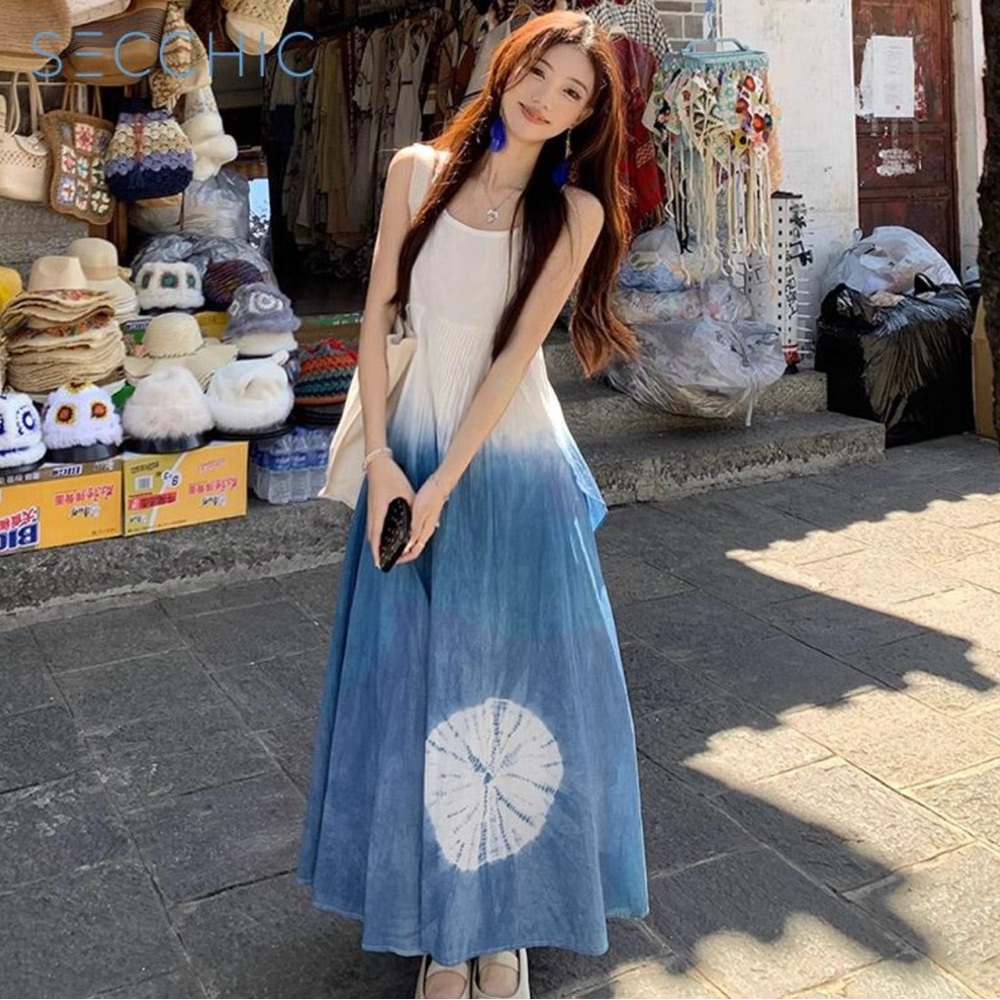 Chic Blue Maxi A-Line Skirt Resort Wear